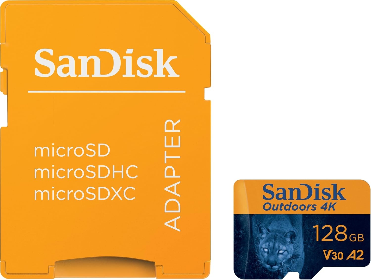 image:imageSANDISK 128GB 2Pack Outdoors 4K microSDXC UHSI Memory Card 2x128GB with SD Adapter Up to 170MBs 4K C10 U3 V30 A2 Trail Camera Micro SD Card SDSQXAA128GGN6VT128GB 2Pack