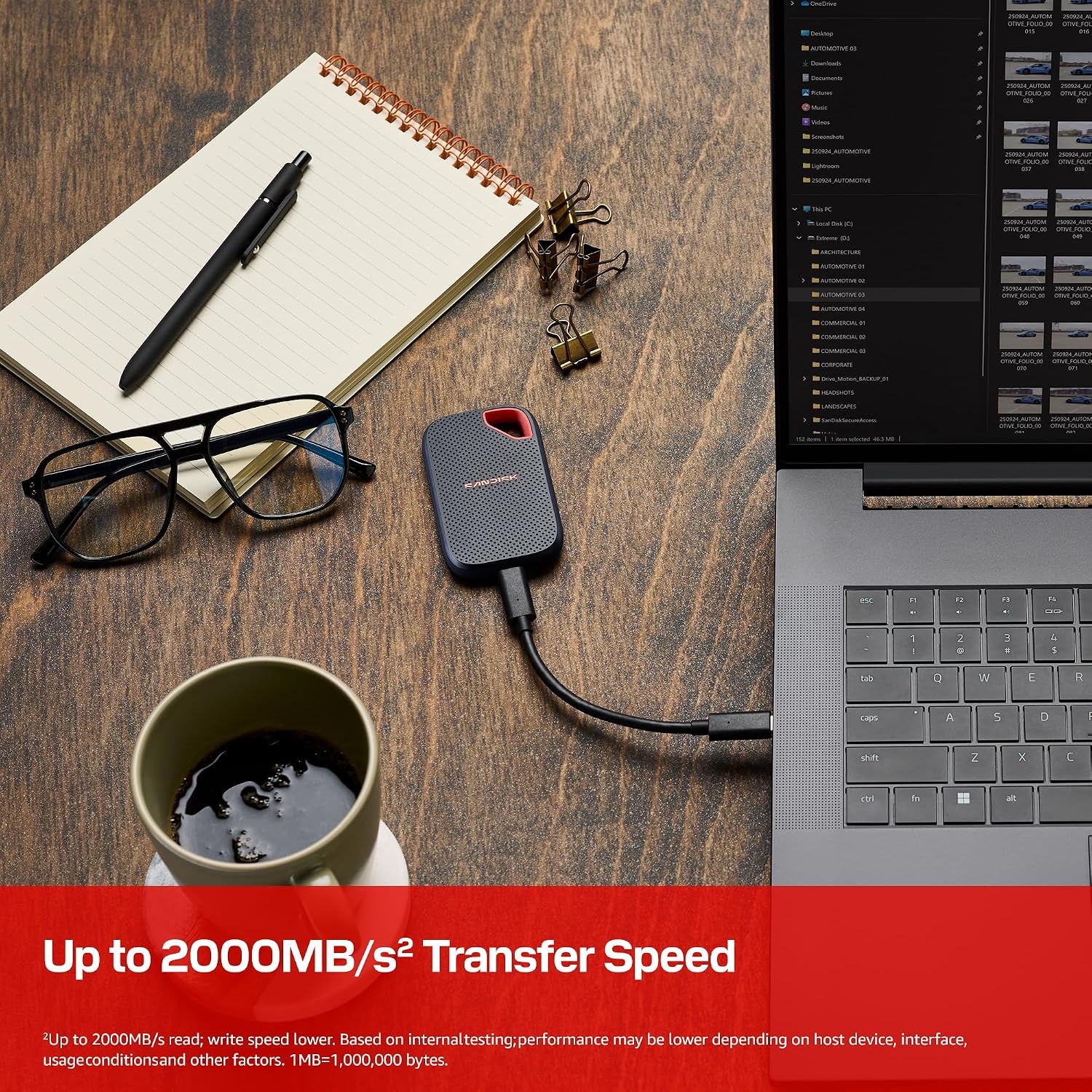 image:imageSANDISK 1TB Extreme Portable SSD Old Model Up to 1050MBs USBC USB 32 Gen 2 IP65 Water and dust Resistance Updated Firmware Monterey External Solid State Drive SDSSDE611T00G25MBlack