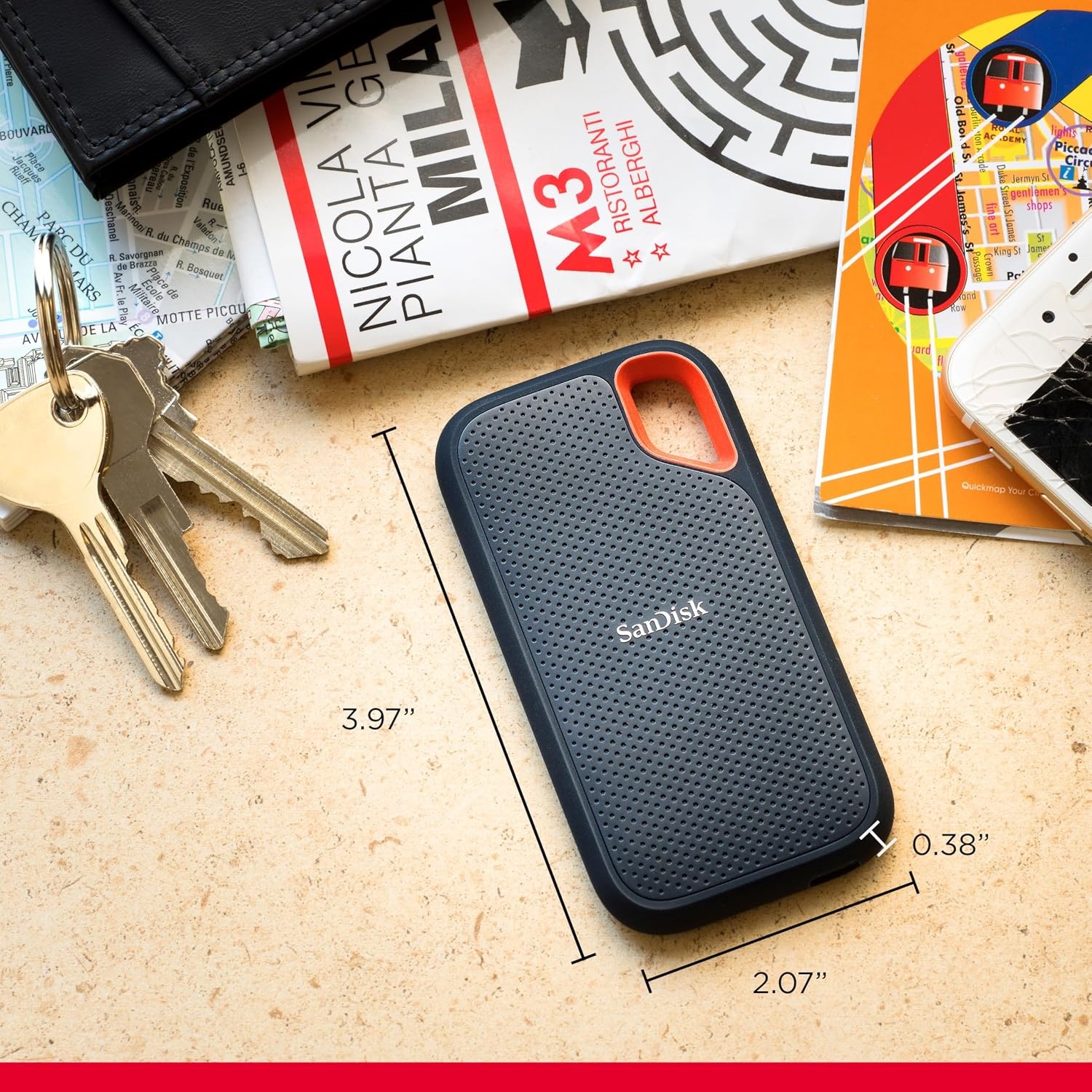 image:imageSANDISK 1TB Extreme Portable SSD Old Model Up to 1050MBs USBC USB 32 Gen 2 IP65 Water and dust Resistance Updated Firmware Monterey External Solid State Drive SDSSDE611T00G25MBlack