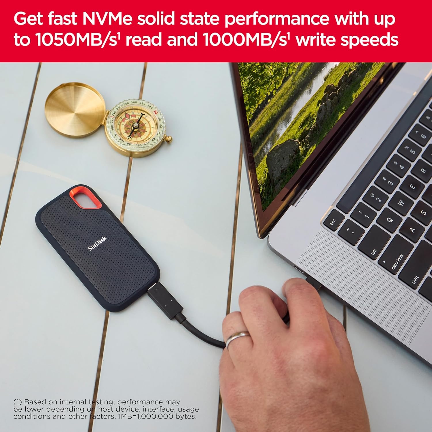 image:imageSANDISK 1TB Extreme Portable SSD Old Model Up to 1050MBs USBC USB 32 Gen 2 IP65 Water and dust Resistance Updated Firmware Monterey External Solid State Drive SDSSDE611T00G25MBlack