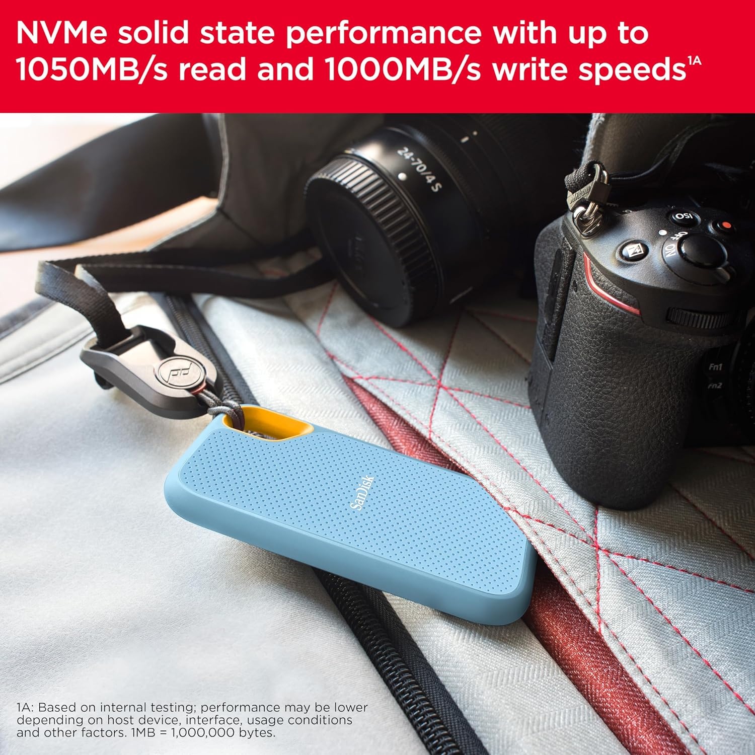 image:imageSANDISK 1TB Extreme Portable SSD Old Model Up to 1050MBs USBC USB 32 Gen 2 IP65 Water and dust Resistance Updated Firmware Monterey External Solid State Drive SDSSDE611T00G25MSky Blue