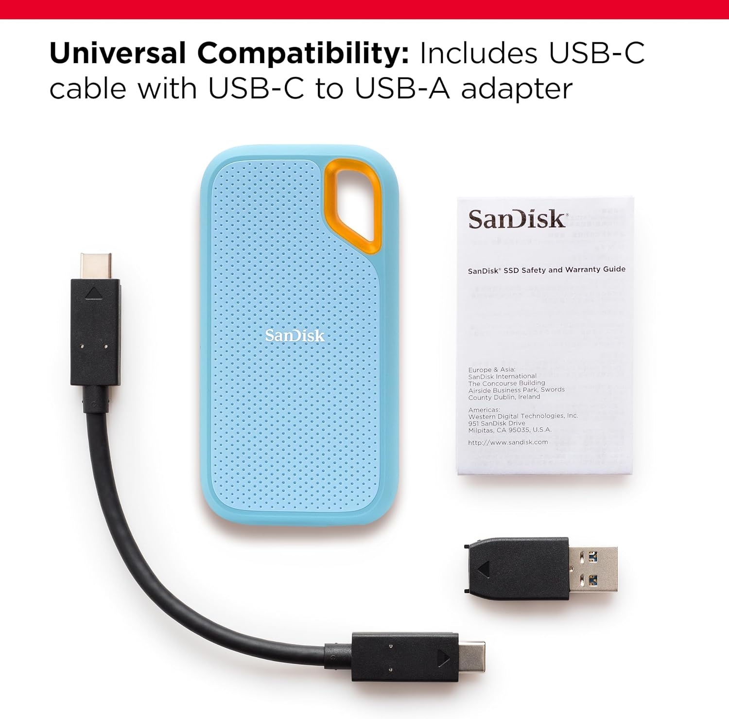 image:imageSANDISK 1TB Extreme Portable SSD Old Model Up to 1050MBs USBC USB 32 Gen 2 IP65 Water and dust Resistance Updated Firmware Monterey External Solid State Drive SDSSDE611T00G25MSky Blue