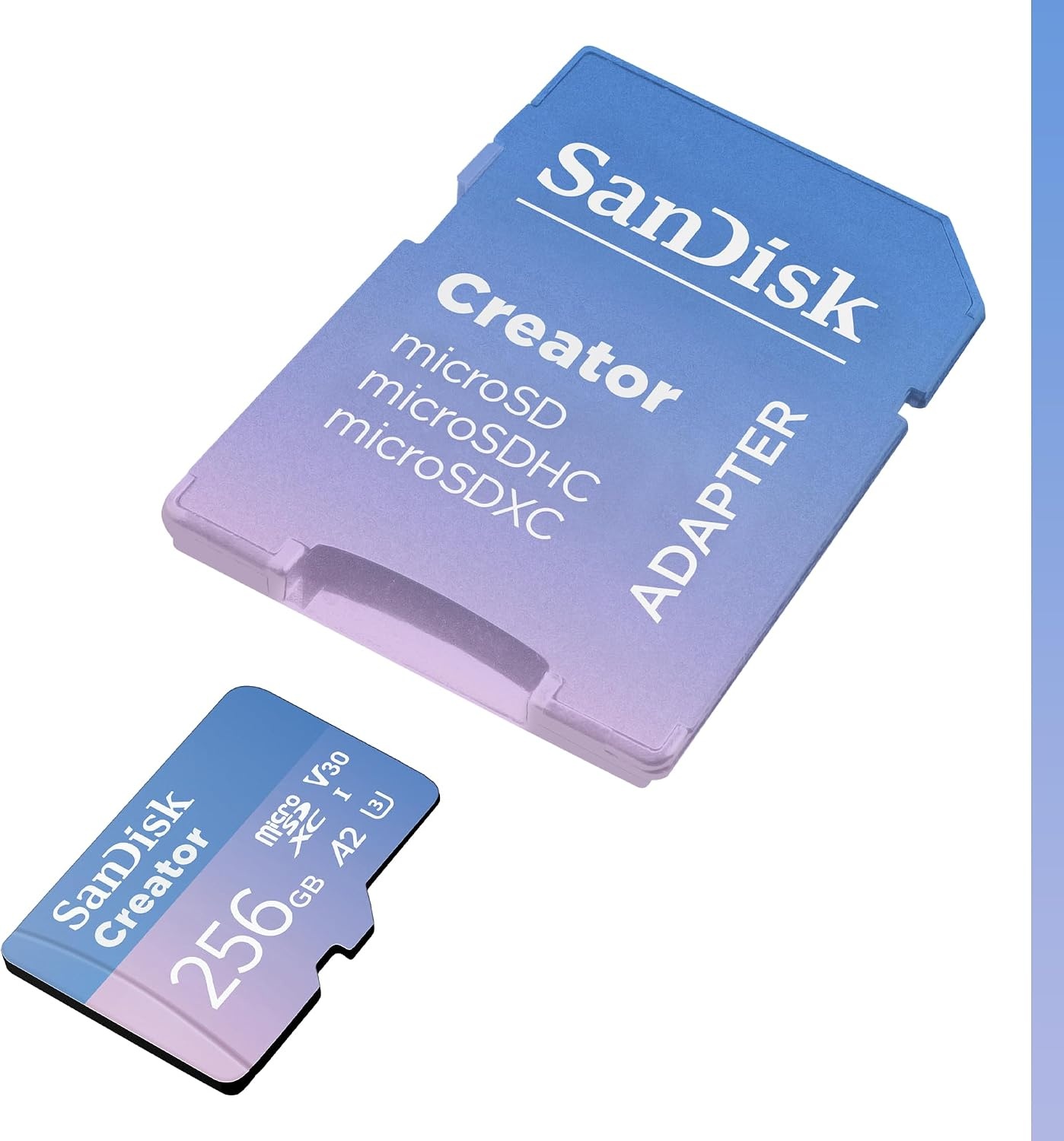 image:imageSANDISK 256GB Creator microSD UHSI Card with SD Adapter for Cameras and Drones 4K 53K A2 V30 U3 3 Months of Adobe Lightroom Included SDSQXAV256GGN6MSmicroSD Card