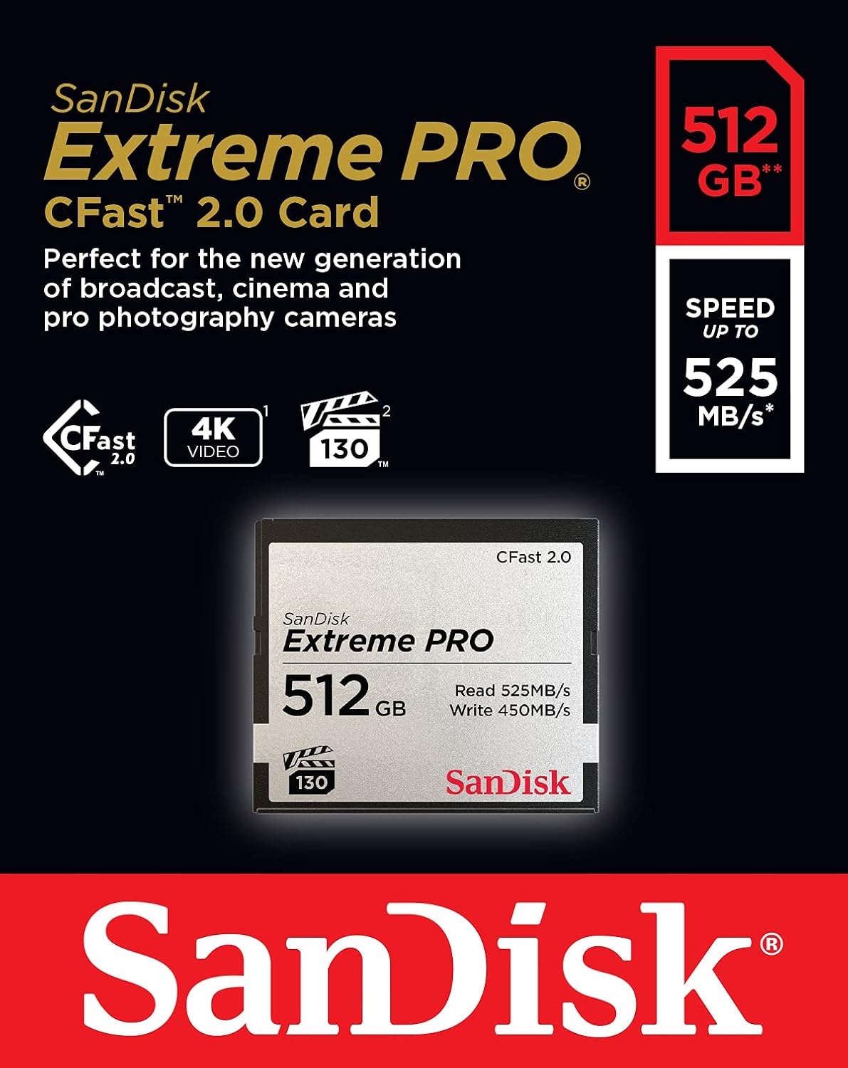 image:imageSANDISK 256GB Extreme PRO CFast 20 Memory Card SDCFSP256GG46D512GB