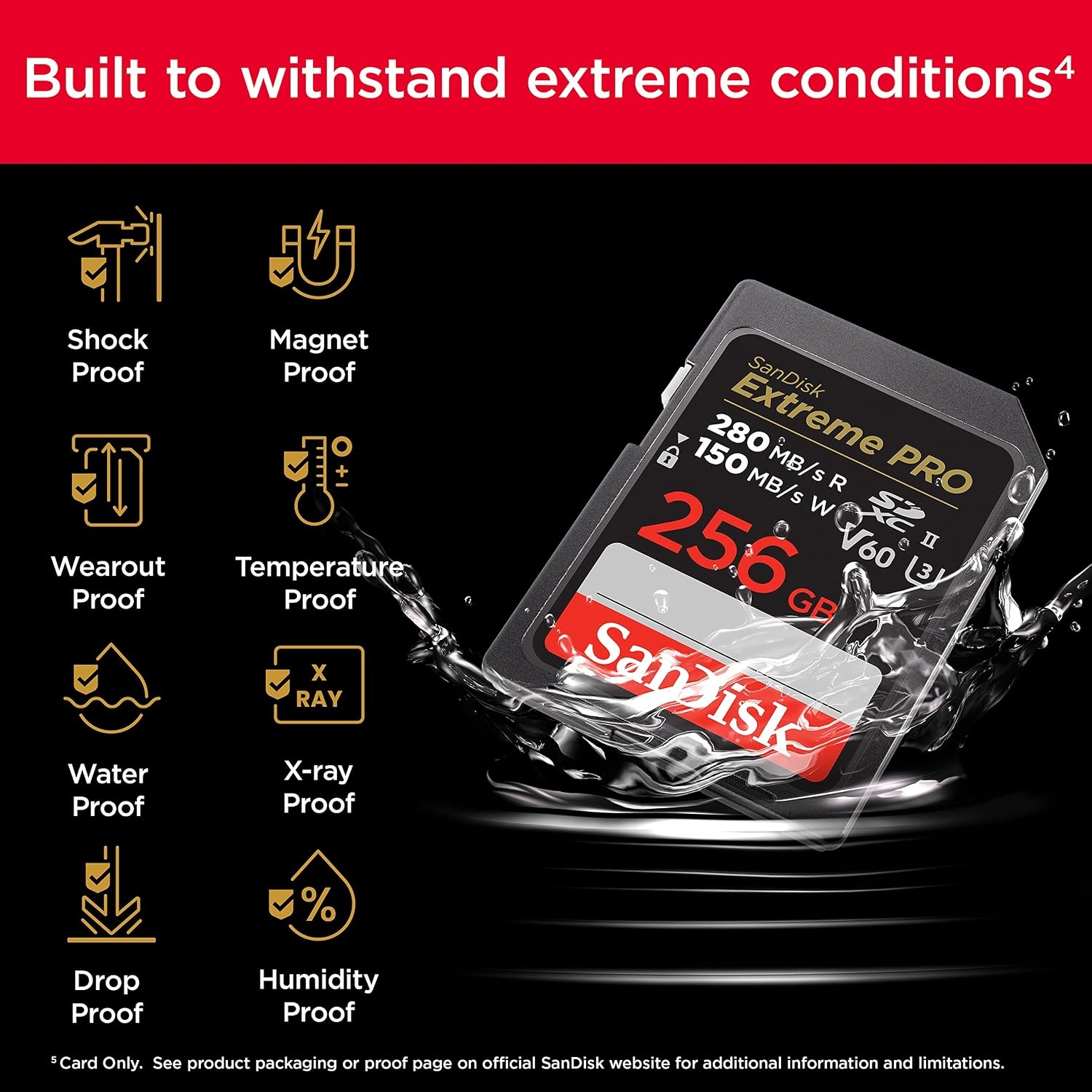 image:imageSANDISK 256GB Extreme PRO SDXC UHSII Memory Card C10 U3 V60 6K 4K UHD SD Card SDSDXEP256GGN4INMemory Card Only