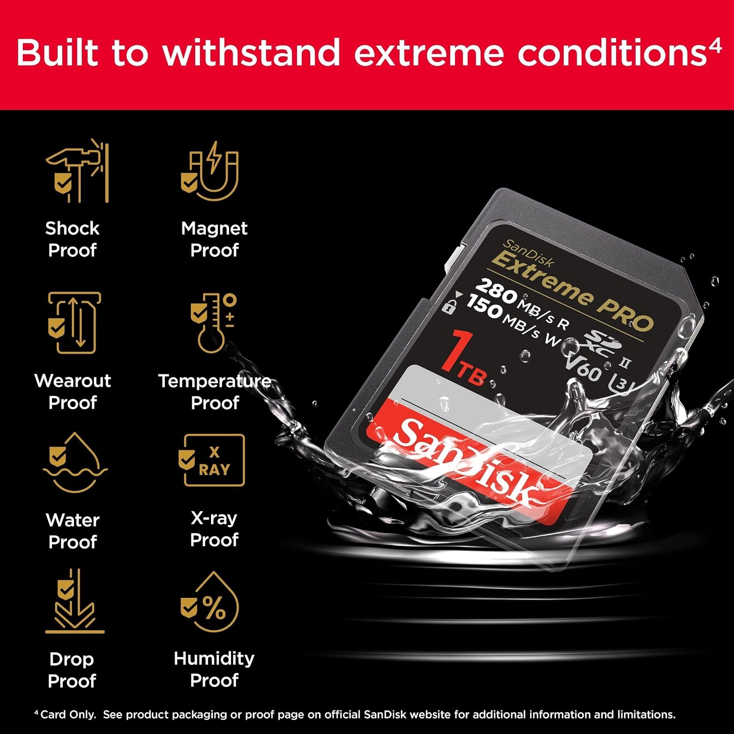 image:imageSANDISK 256GB Extreme PRO SDXC UHSII Memory Card C10 U3 V60 6K 4K UHD SD Card SDSDXEP256GGN4INMemory Card Only