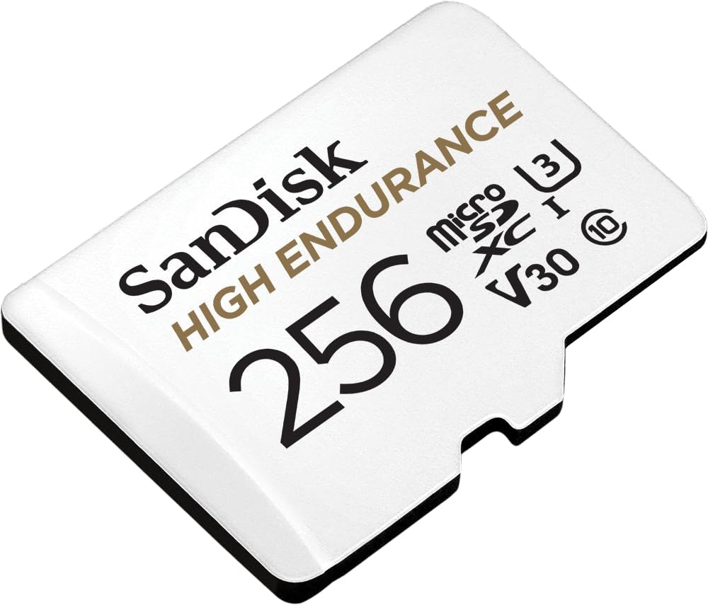 image:imageSANDISK 256GB High Endurance Video microSDXC Card with Adapter for dash cam and home monitoring systems C10 U3 V30 4K UHD Micro SD Card SDSQQNR256GGN6IA256 GB