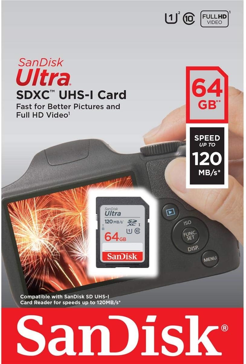 image:imageSANDISK 256GB Ultra SDXC UHSI Memory Card 120MBs C10 U1 Full HD SD Card SDSDUN4256GGN6IN Older Version Up to 120MB per S Read Class 10 U1 Full HD Video SupportMemory Card Only