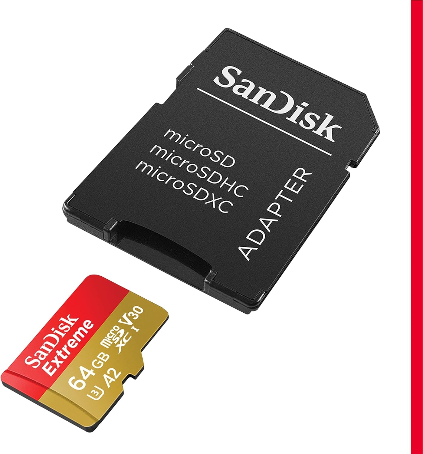 image:imageSANDISK 64GB Extreme microSDXC UHSI Memory Card with Adapter C10 U3 V30 4K 5K A2 Micro SD Card SDSQXAH064GGN6MAOld Version
