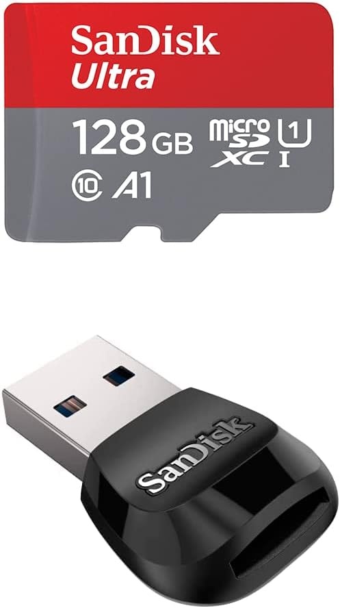 image:imageSanDisk 128GB Ultra microSDXC UHSI Memory Card with Adapter Up to 140MBs with SanDisk MobileMate USB 30 microSD Card ReaderMemory Card Card Reader