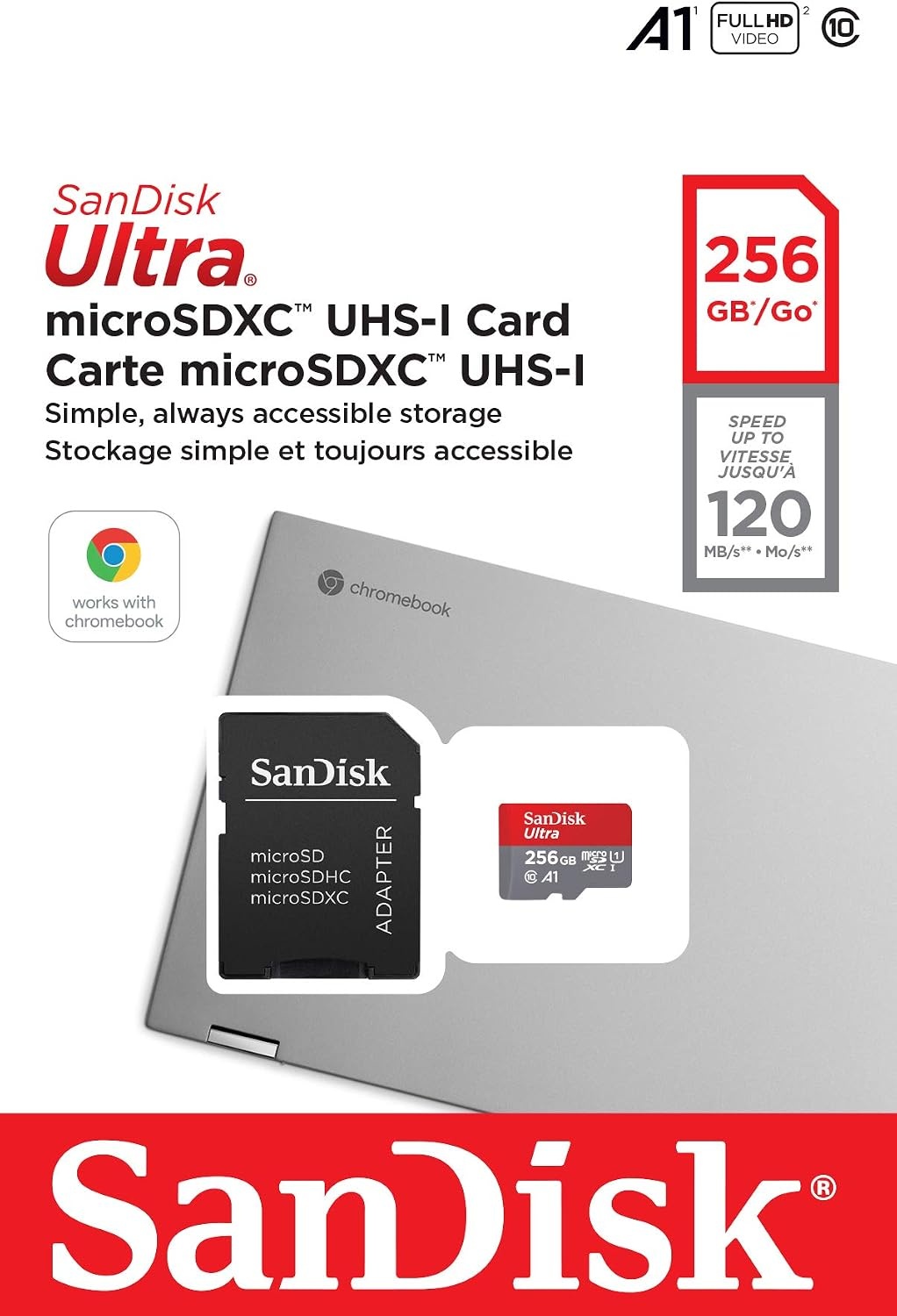 image:imageSanDisk 256GB Ultra microSD UHSI Card for Chromebooks Certified Works with Chromebooks SDSQUA4256GGN6FA