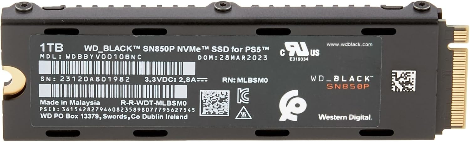 image:imageWDBLACK 4TB SN850P NVMe M2 SSD Officially Licensed Storage Expansion for PS5 Consoles up to 7300MBs with heatsink WDBBYV0040BNCWRSNBlack1TB