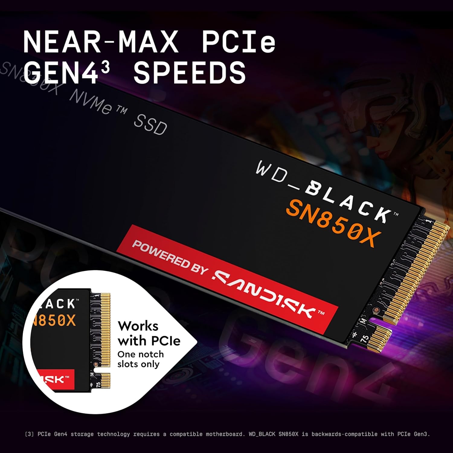 image:imageWDBLACK SN850X 1TB NVMe SSD M2 2280 Up to 7300 MBs Read speeds Up to 6300 MBs write speeds Gaming Expansion High Performance Internal Solid State Drive WDS100T2X0E8TB