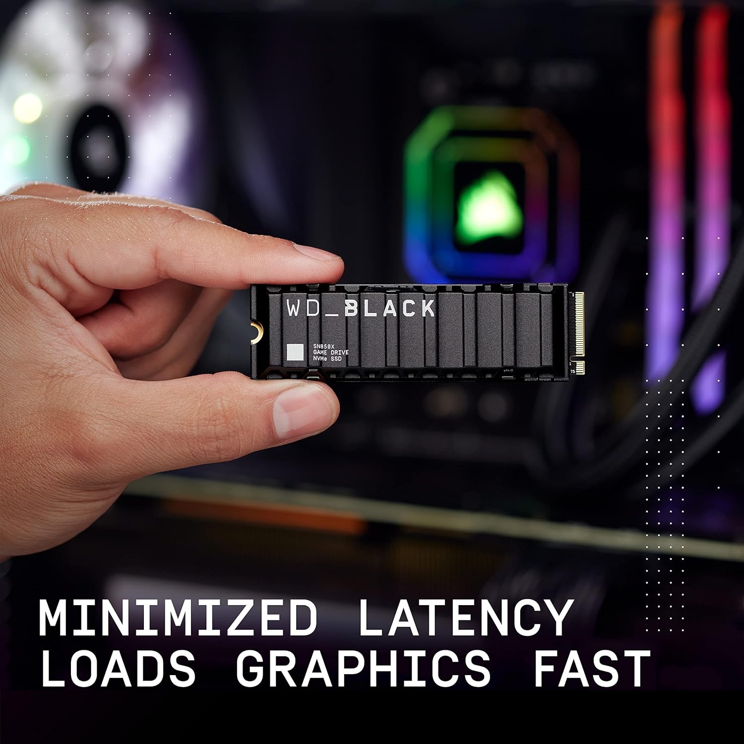 image:imageWDBLACK SN850X 1TB NVMe SSD M2 2280 Up to 7300 MBs Read speeds Up to 6300 MBs write speeds Gaming Expansion High Performance Internal Solid State Drive WDS100T2X0E8TB