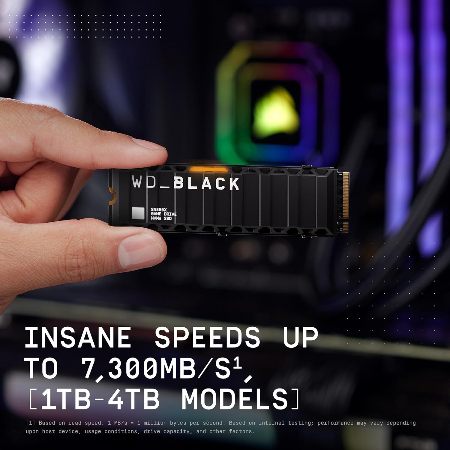 image:imageWDBLACK SN850X 1TB NVMe SSD M2 2280 Up to 7300 MBs Read speeds Up to 6300 MBs write speeds Gaming Expansion High Performance Internal Solid State Drive WDS100T2X0E8TB