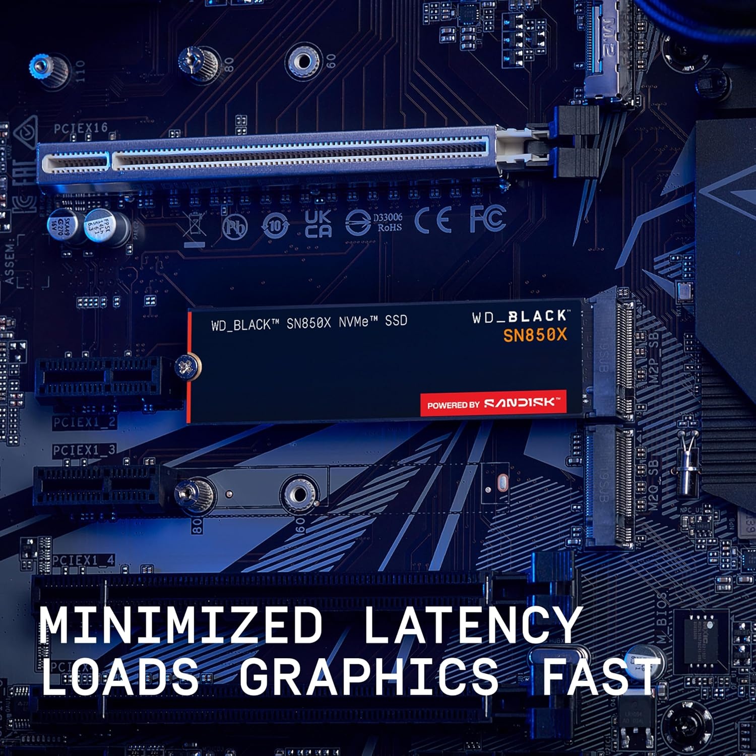 image:imageWDBLACK SN850X 1TB NVMe SSD M2 2280 Up to 7300 MBs Read speeds Up to 6300 MBs write speeds Gaming Expansion High Performance Internal Solid State Drive WDS100T2X0E8TB