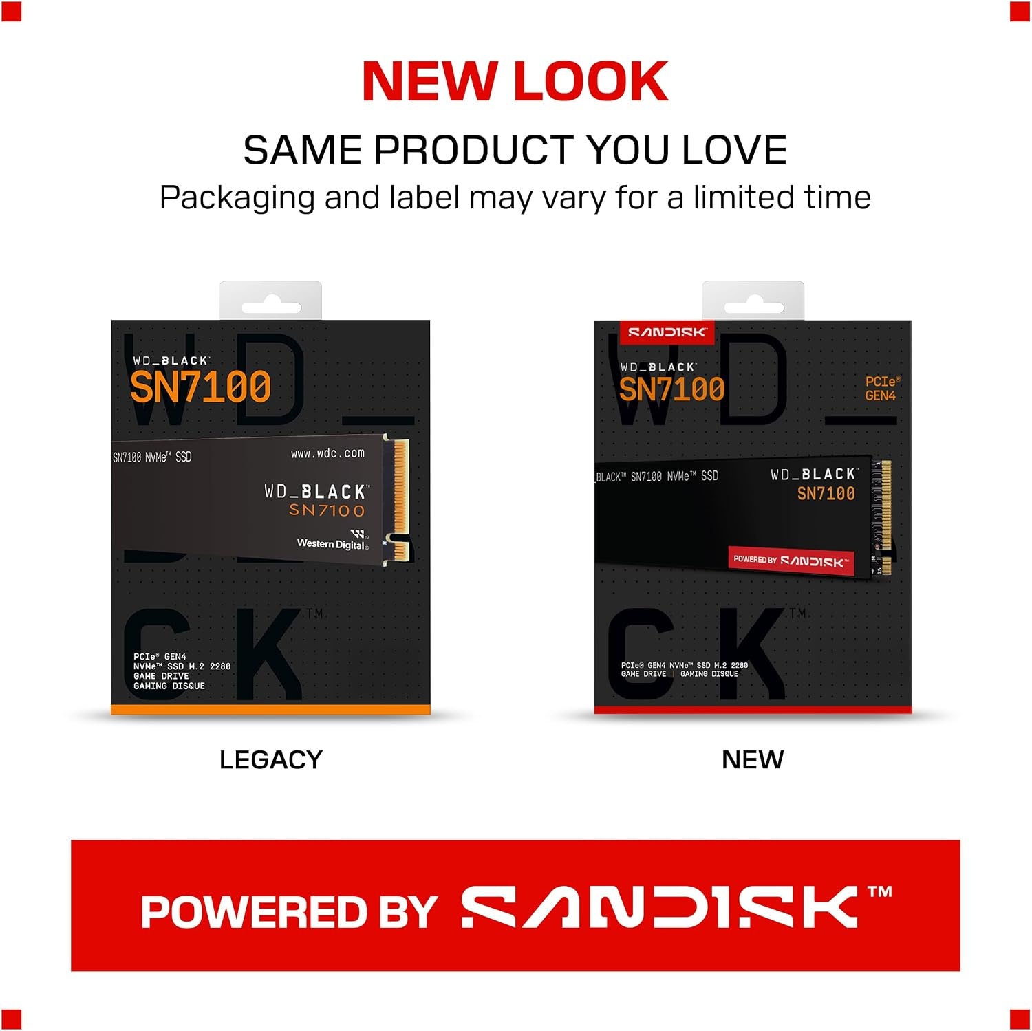 image:imageWDBlack SN7100 2TB NVMe SSD Gen4 PCIe M2 2280 Up to 7250 MBs Read Speed Up to 6900 MBs Write Speed Next Gen TLC 3D NAND for Laptops Handheld Gaming Devices WDS200T4X0E500GB