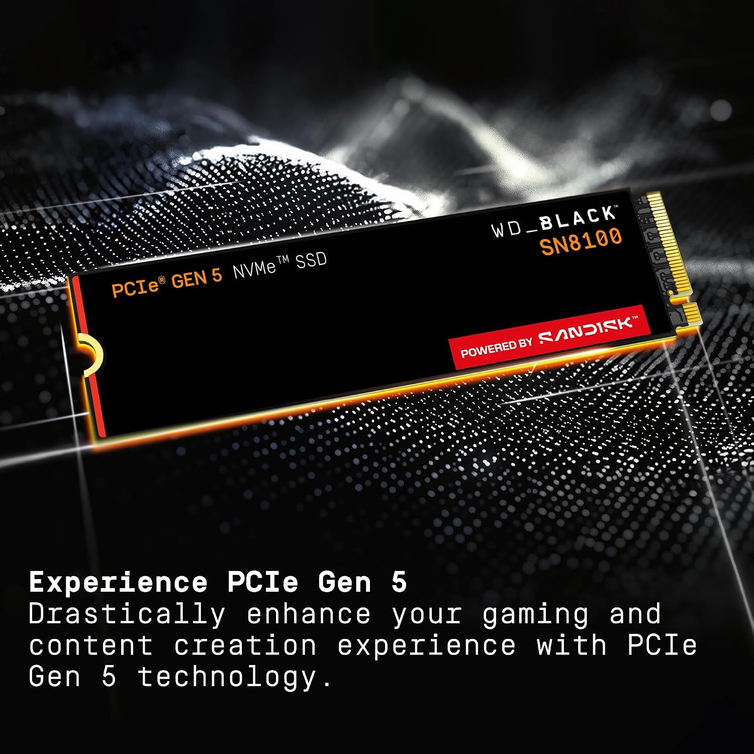 image:imageWDBlack SN8100 2TB NVMe SSD with Heatsink PCIe 50x4 M2 2280 Up to 14900MBs Read Speed up to 11000MBs Write Speed Best for AI Applications Gaming and Video Editing WDS200T1XHM1TB