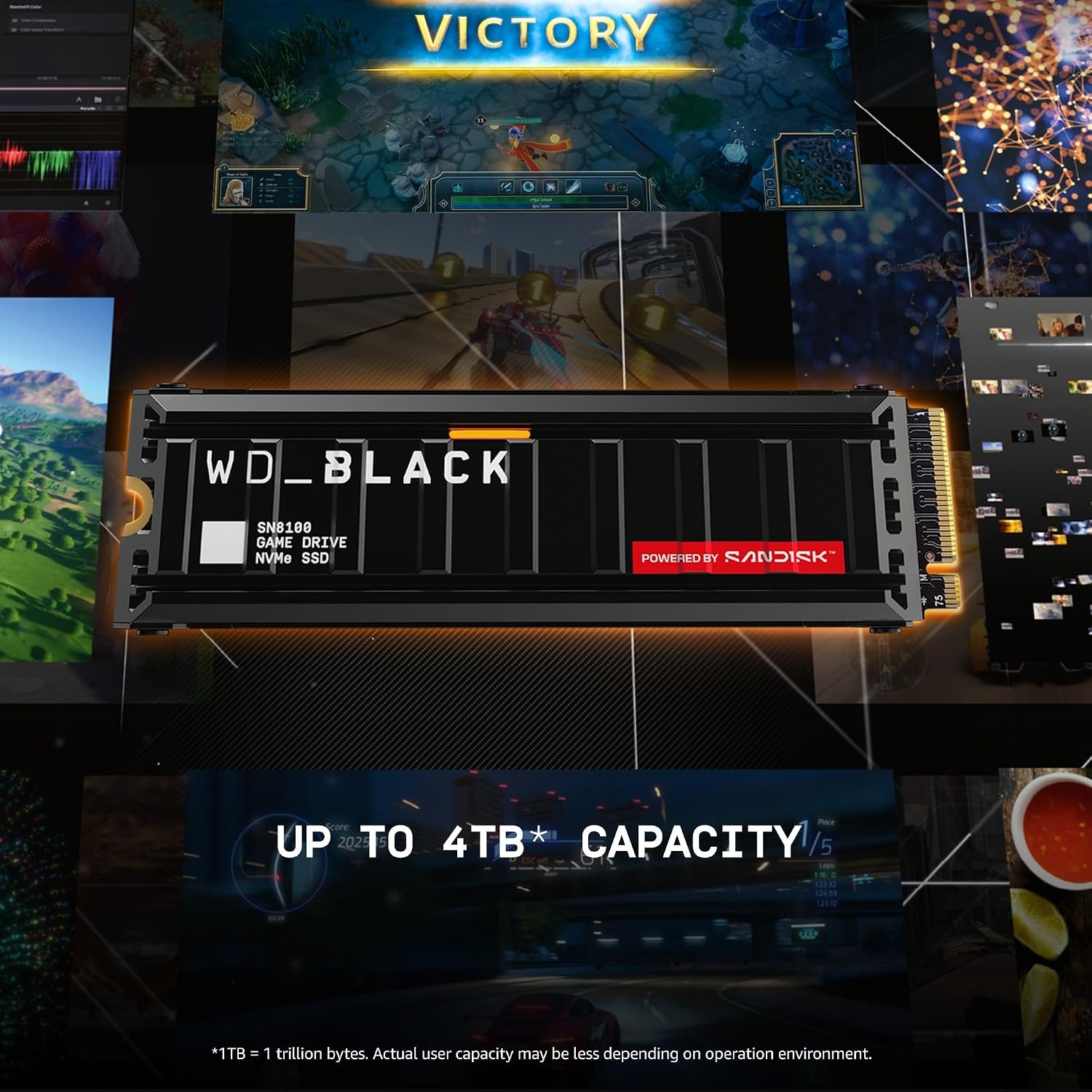 image:imageWDBlack SN8100 2TB NVMe SSD with Heatsink PCIe 50x4 M2 2280 Up to 14900MBs Read Speed up to 11000MBs Write Speed Best for AI Applications Gaming and Video Editing WDS200T1XHM1TB