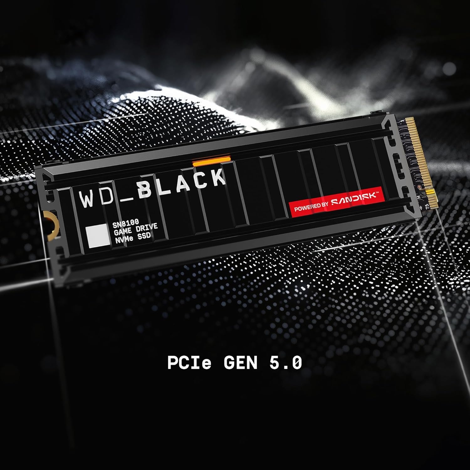 image:imageWDBlack SN8100 2TB NVMe SSD with Heatsink PCIe 50x4 M2 2280 Up to 14900MBs Read Speed up to 11000MBs Write Speed Best for AI Applications Gaming and Video Editing WDS200T1XHM8TB