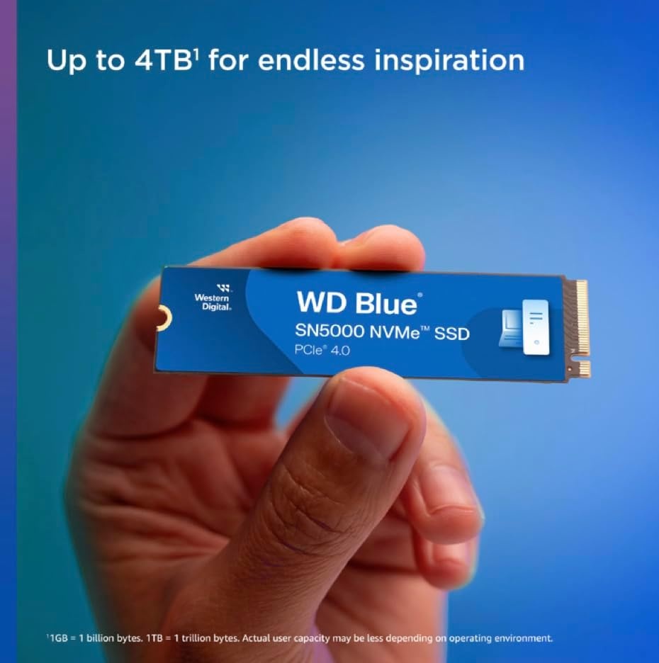 image:imageWestern Digital 2TB WD Blue SN5000 NVMe Internal Solid State Drive SSD PCIe Gen 40 M2 2280 Up to 5150 MBs WDS200T4B0E New Generation4TB