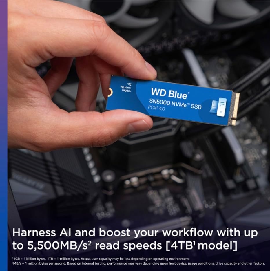 image:imageWestern Digital 2TB WD Blue SN5000 NVMe Internal Solid State Drive SSD PCIe Gen 40 M2 2280 Up to 5150 MBs WDS200T4B0E New Generation4TB