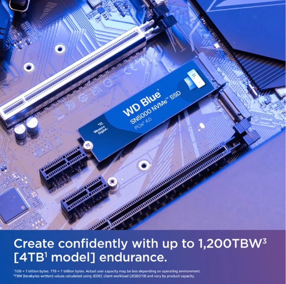 image:imageWestern Digital 2TB WD Blue SN5000 NVMe Internal Solid State Drive SSD PCIe Gen 40 M2 2280 Up to 5150 MBs WDS200T4B0E New Generation4TB