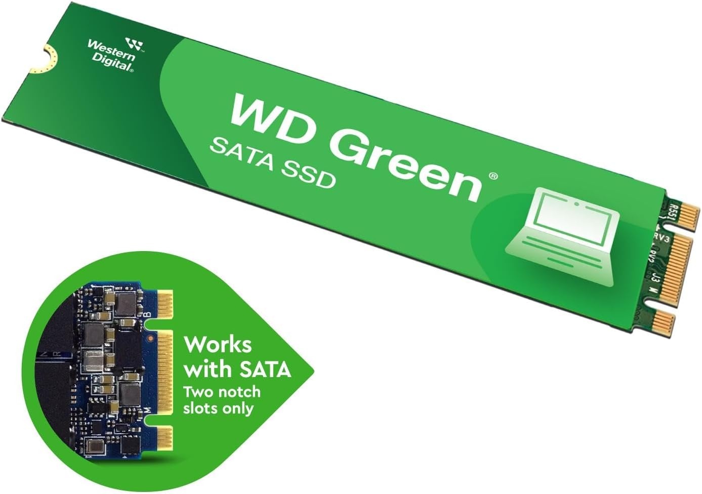 image:imageWestern Digital 2TB WD Green Internal PC SSD Solid State Drive SATA III 6 Gbs 257mm Up to 550 MBs WDS200T2G0A240GB