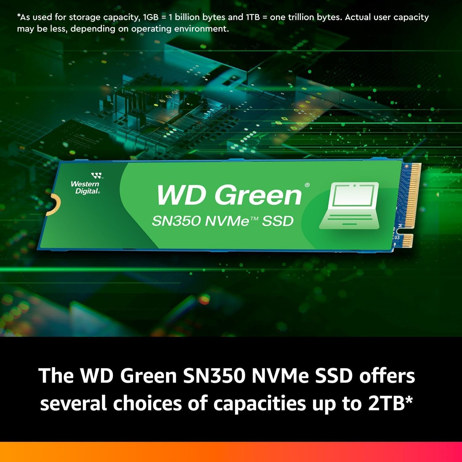 image:imageWestern Digital 2TB WD Green SN350 NVMe Internal SSD Solid State Drive Gen3 PCIe QLC M2 2280 Up to 3200 MBs WDS200T3G0C240GB