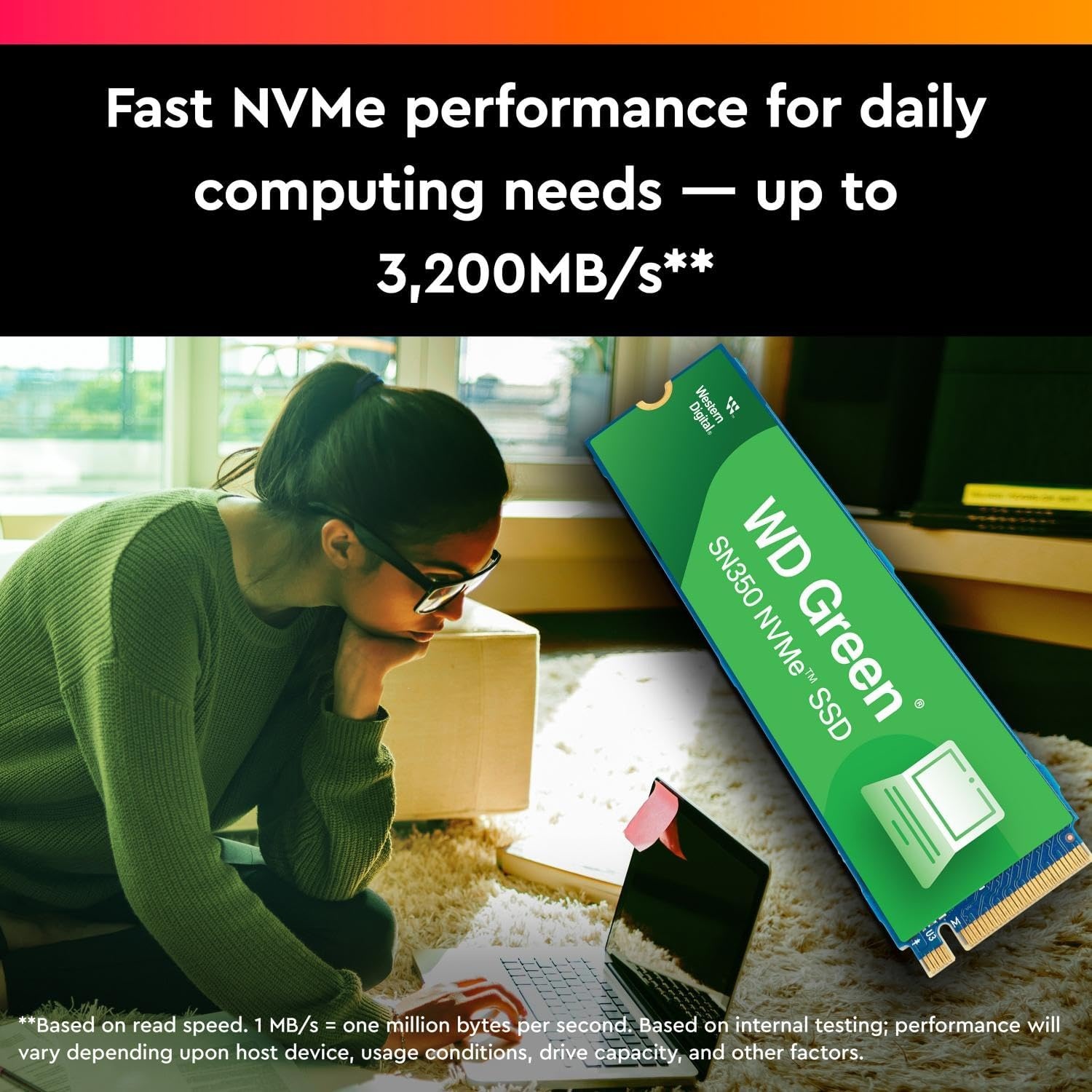 image:imageWestern Digital 2TB WD Green SN350 NVMe Internal SSD Solid State Drive Gen3 PCIe QLC M2 2280 Up to 3200 MBs WDS200T3G0C240GB