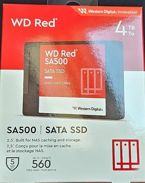 image:imageWestern Digital 4TB WD Red SA500 NAS 3D NAND Internal SSD Solid State Drive SATA III 6 Gbs 257mm Up to 560 MBs WDS400T2R0A257mm SSD