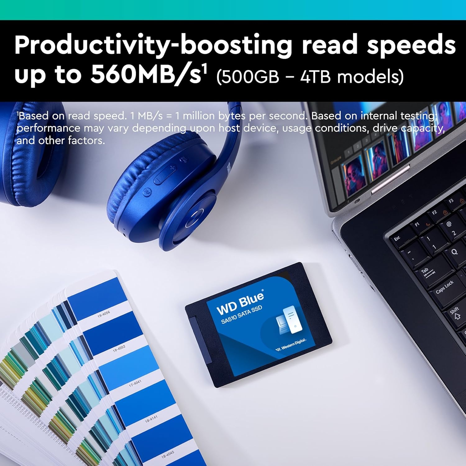 image:imageWestern Digital 500GB WD Blue SA510 SATA Internal Solid State Drive SSD SATA III 6 Gbs 257mm Up to 560 MBs WDS500G3B0A Sata III 6GB per S 25in7mm Read Up to 560MB per S Write Up to 510MB per S 200 Tbw 5Year Warranty500GB