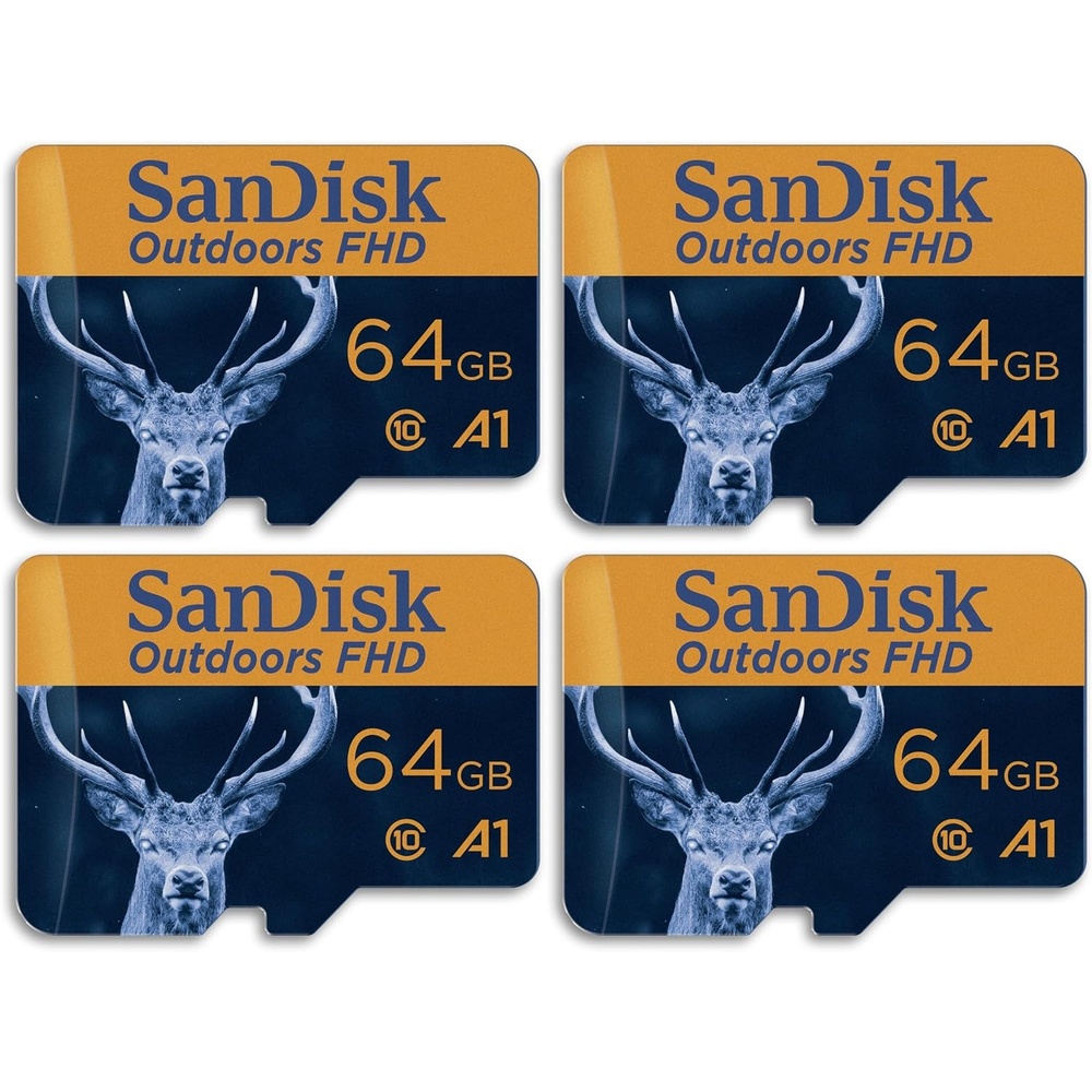 image:imageSANDISK 128GB 2Pack Outdoors FHD microSDXC UHSI Memory Card 2x128GB with SD Adapter Up to 150MBs Full HD C10 U1 V10 A1 Trail Camera Micro SD Card SDSQUBC128GGN6VT64GB 4Pack