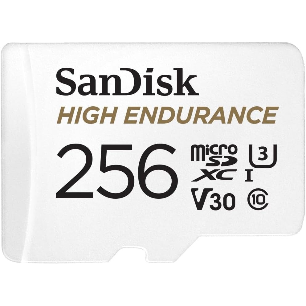 image:imageSANDISK 256GB High Endurance Video microSDXC Card with Adapter for dash cam and home monitoring systems C10 U3 V30 4K UHD Micro SD Card SDSQQNR256GGN6IA256 GB