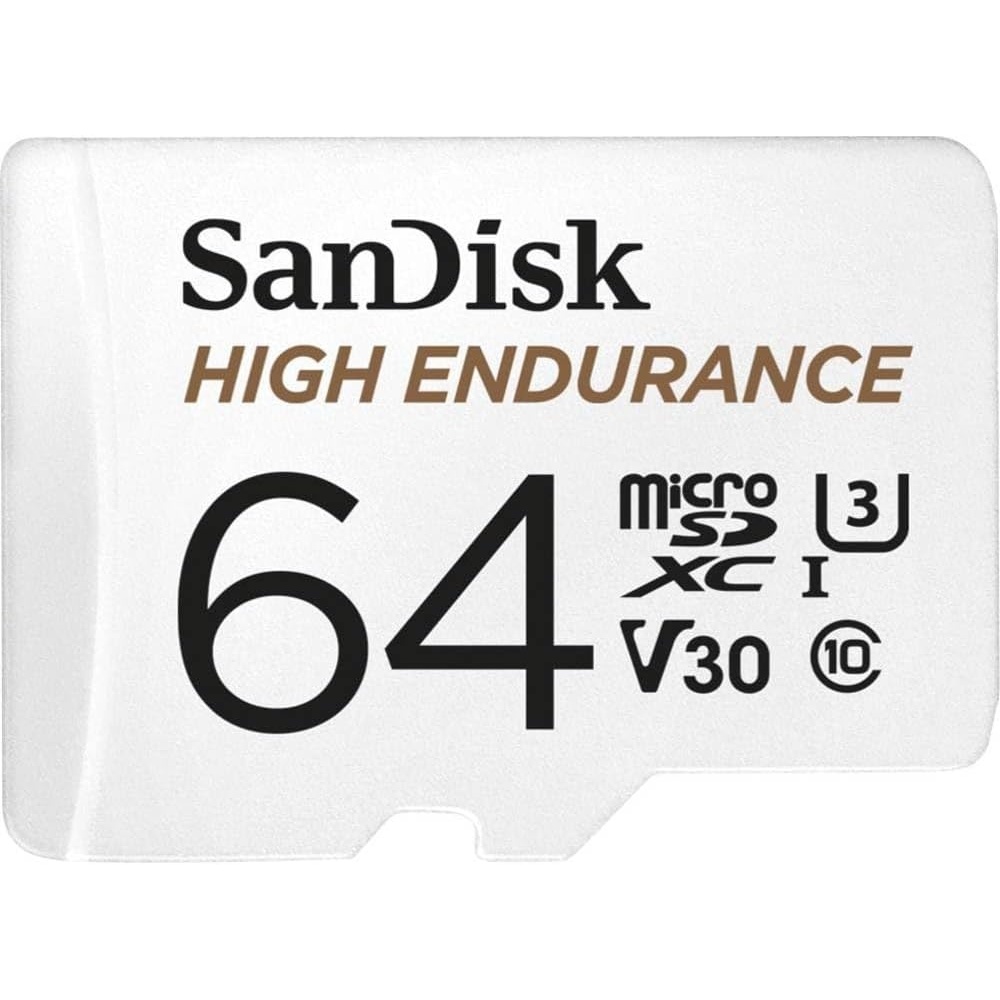 image:imageSANDISK 256GB High Endurance Video microSDXC Card with Adapter for dash cam and home monitoring systems C10 U3 V30 4K UHD Micro SD Card SDSQQNR256GGN6IA64 GB