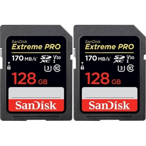 [Older Version] SanDisk 64GB Extreme PRO SDXC UHS-I Card – C10, U3, V30, 4K UHD, SD Card – SDSDXXY-064G-GN4IN | Up to 170MB per S Read, For 4K UHD Video and Fast Burst Shooting(128GB (Pack of 2))