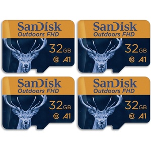 SANDISK 128GB 2-Pack Outdoors FHD microSDXC UHS-I Memory Card (2x128GB) with SD Adapter – Up to 150MB/s, Full HD, C10, U1, V10, A1, Trail Camera Micro SD Card – SDSQUBC-128G-GN6VT(32GB (4-Pack))