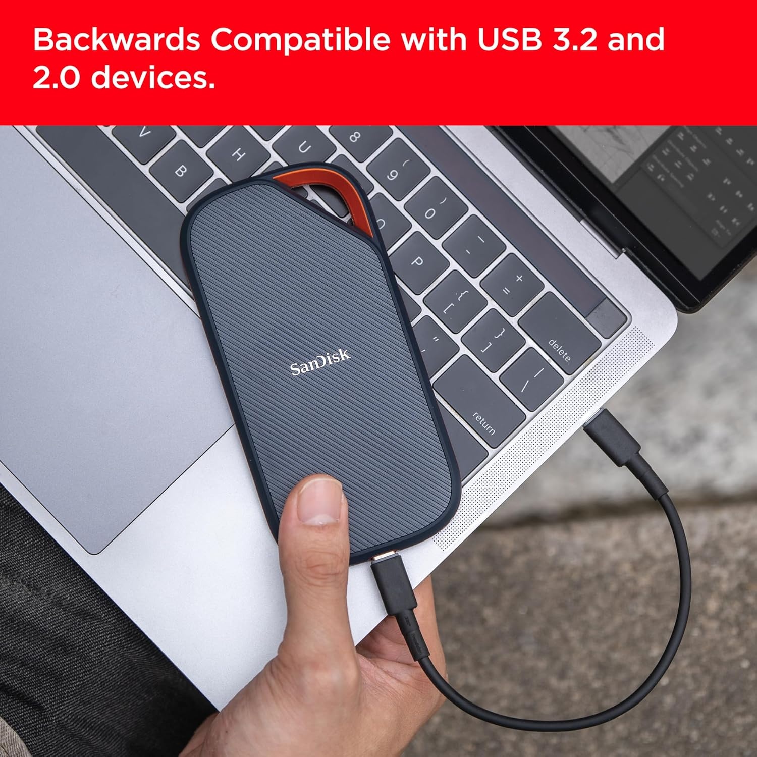 image:image4TB SANDISK Extreme PRO Portable SSD with USB4 Up to 3800 MBs Read and 3700MBs Write USBC USB 32 Backwards Compatible IP65 Water and Dust Resistance SDSSDE824T00G254TB