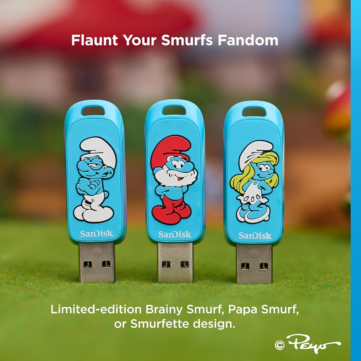 image:imageSANDISK 128GB Smurfs USB Flash Drive Papa Smurf Edition Up to 130MBs USB TypeA for Gaming Consoles and Computers SDCZIS128GG46128GB