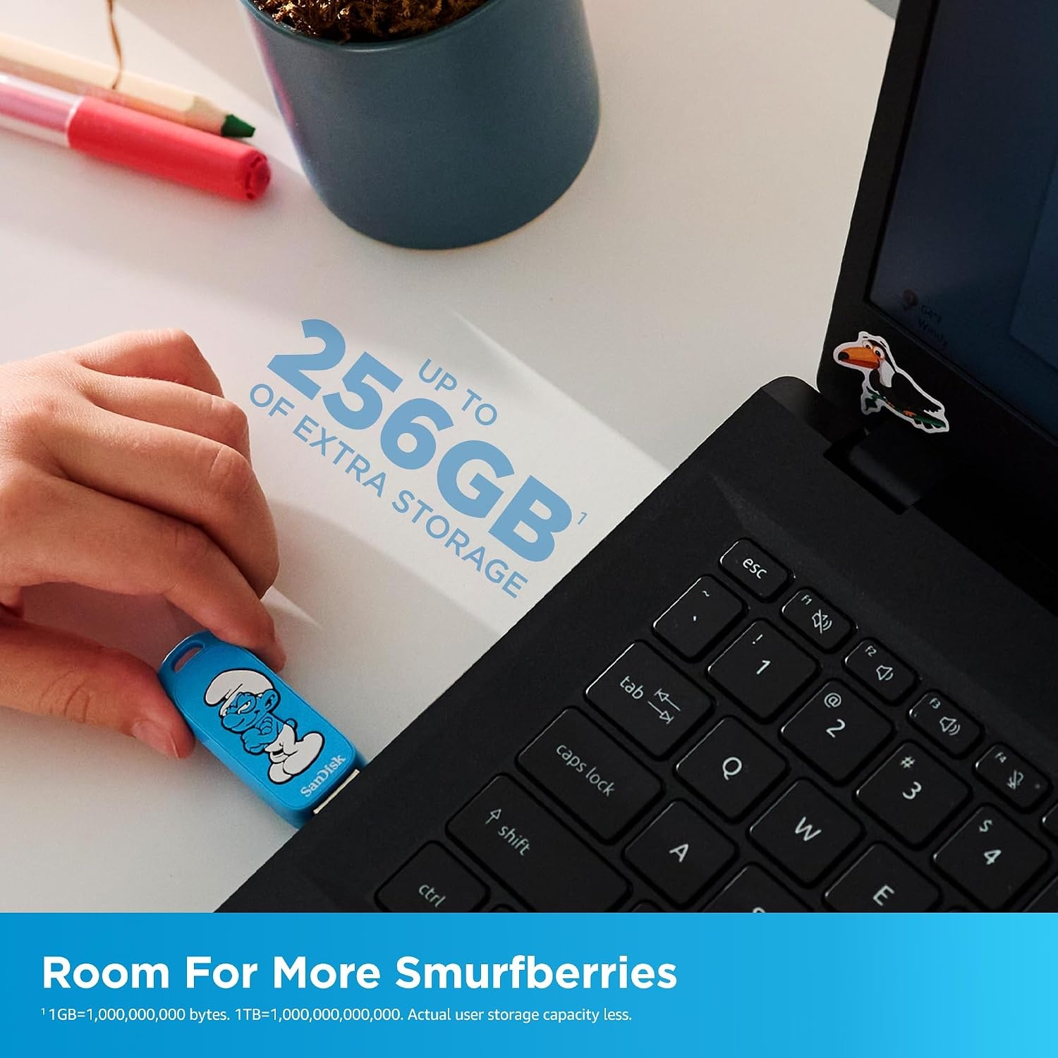 image:imageSANDISK 128GB Smurfs USB Flash Drive Papa Smurf Edition Up to 130MBs USB TypeA for Gaming Consoles and Computers SDCZIS128GG46128GB