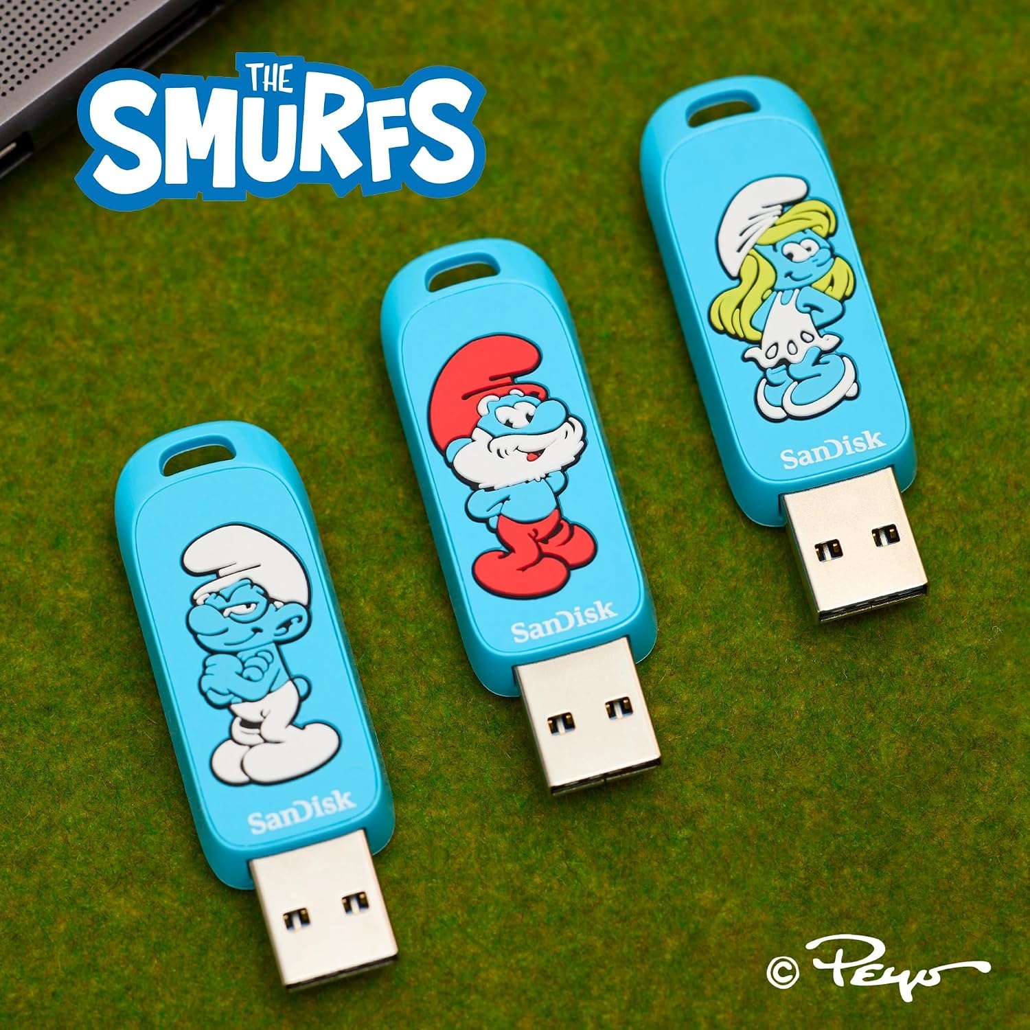 image:imageSANDISK 128GB Smurfs USB Flash Drive Papa Smurf Edition Up to 130MBs USB TypeA for Gaming Consoles and Computers SDCZIS128GG46128GB