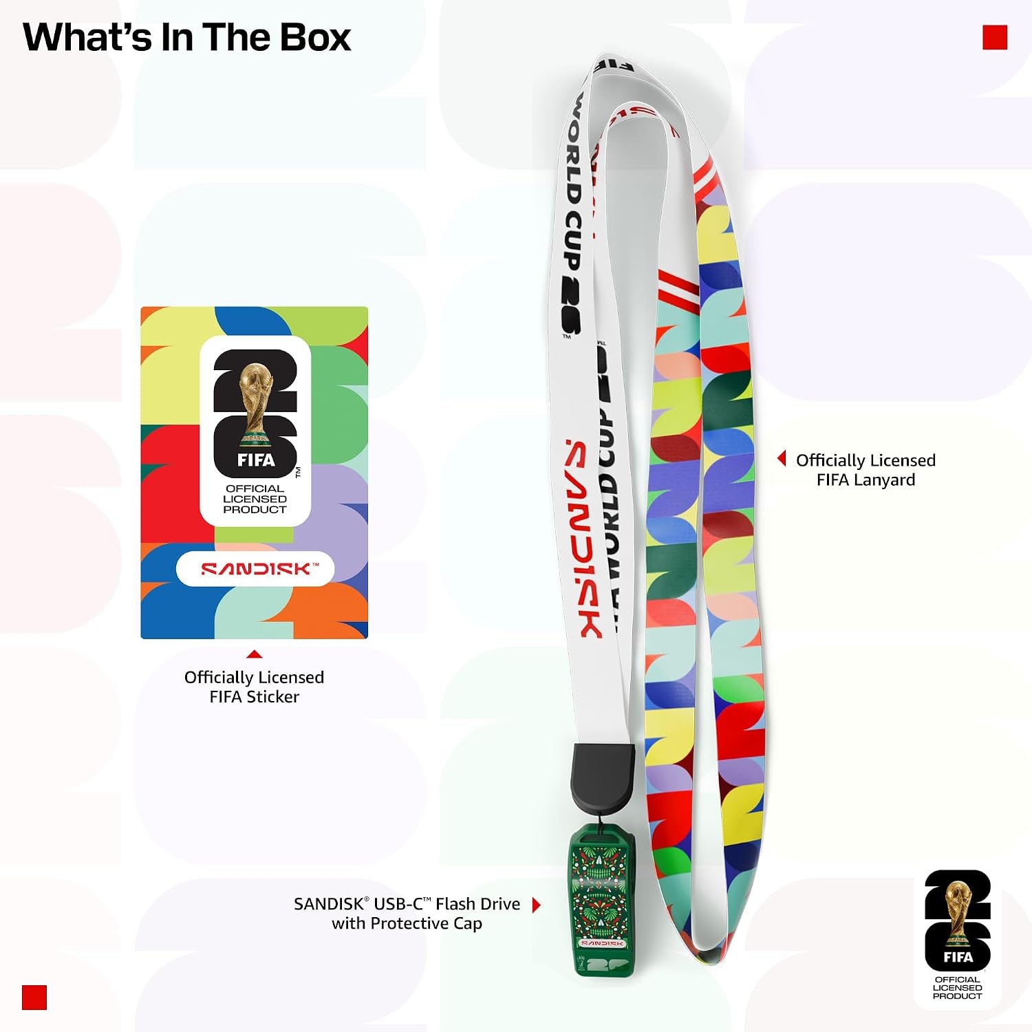 image:imageSANDISK 128GB USBC Flash Drive FIFA World Cup 2026 Edition Up to 300MBs Transfer speeds USB 32 Gen 1 USB TypeC Black with Custom Lanyard amp Sticker SDCZIA128GG46Green
