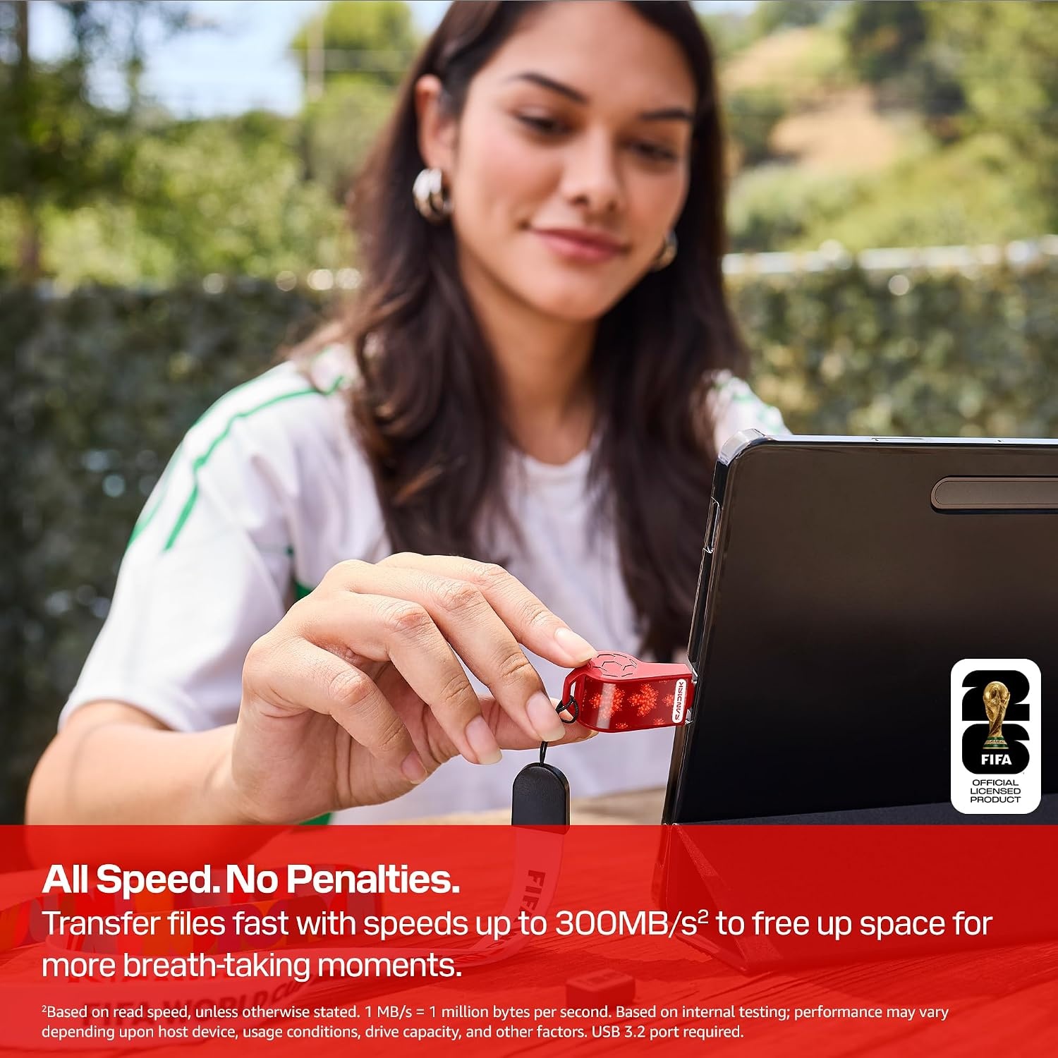 image:imageSANDISK 128GB USBC Flash Drive FIFA World Cup 2026 Edition Up to 300MBs Transfer speeds USB 32 Gen 1 USB TypeC Black with Custom Lanyard amp Sticker SDCZIA128GG46Red
