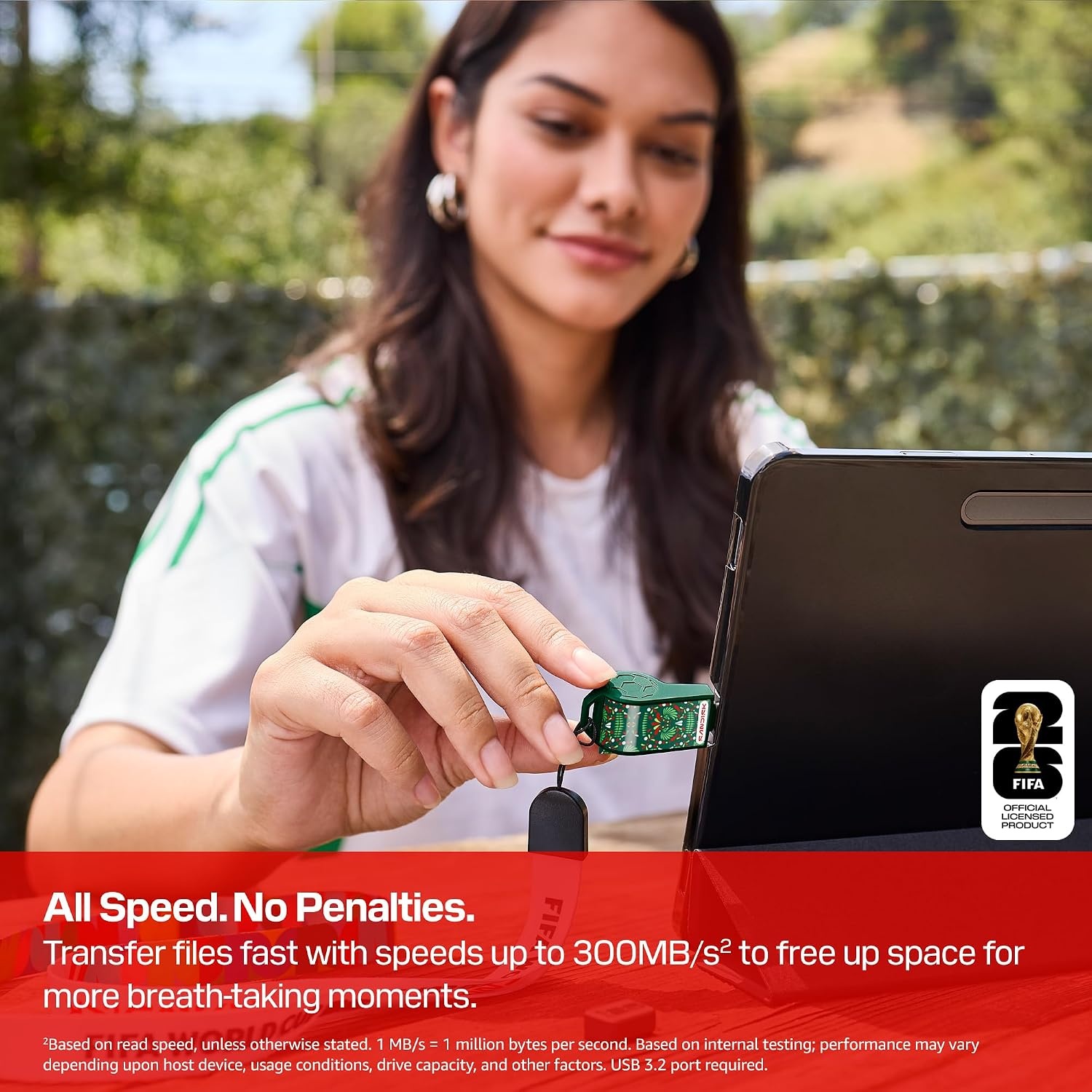 image:imageSANDISK 128GB USBC Flash Drive FIFA World Cup 2026 Edition Up to 300MBs Transfer speeds USB 32 Gen 1 USB TypeC Black with Custom Lanyard amp Sticker SDCZIA128GG46Green