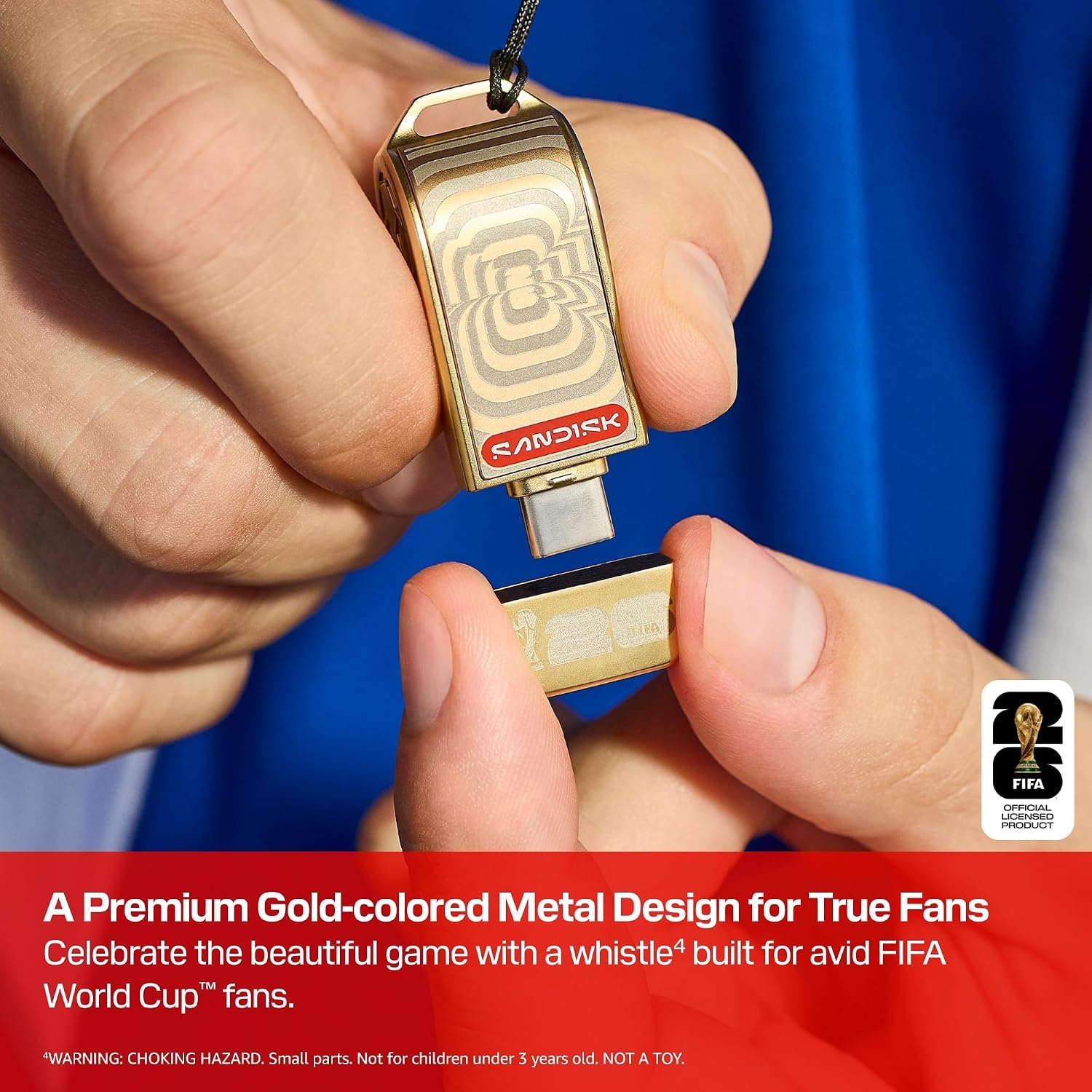 image:imageSANDISK 128GB USBC Flash Drive FIFA World Cup 2026 Edition Up to 300MBs Transfer speeds USB 32 Gen 1 USB TypeC Black with Custom Lanyard amp Sticker SDCZIA128GG46Gold