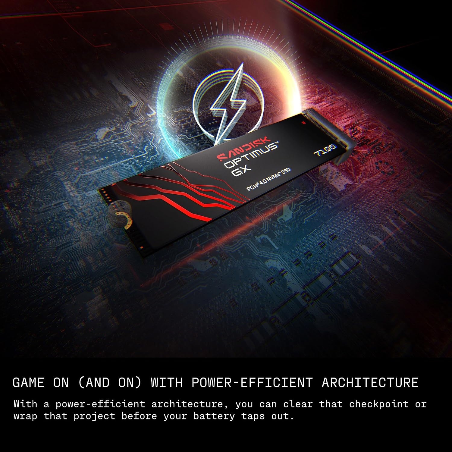 image:imageSANDISK 1TB Optimus GX 7100 NVMe SSD PCIe Gen 4 M2 2280 Up to 7250 MBs Read Speed SDSP71100TAN2TB