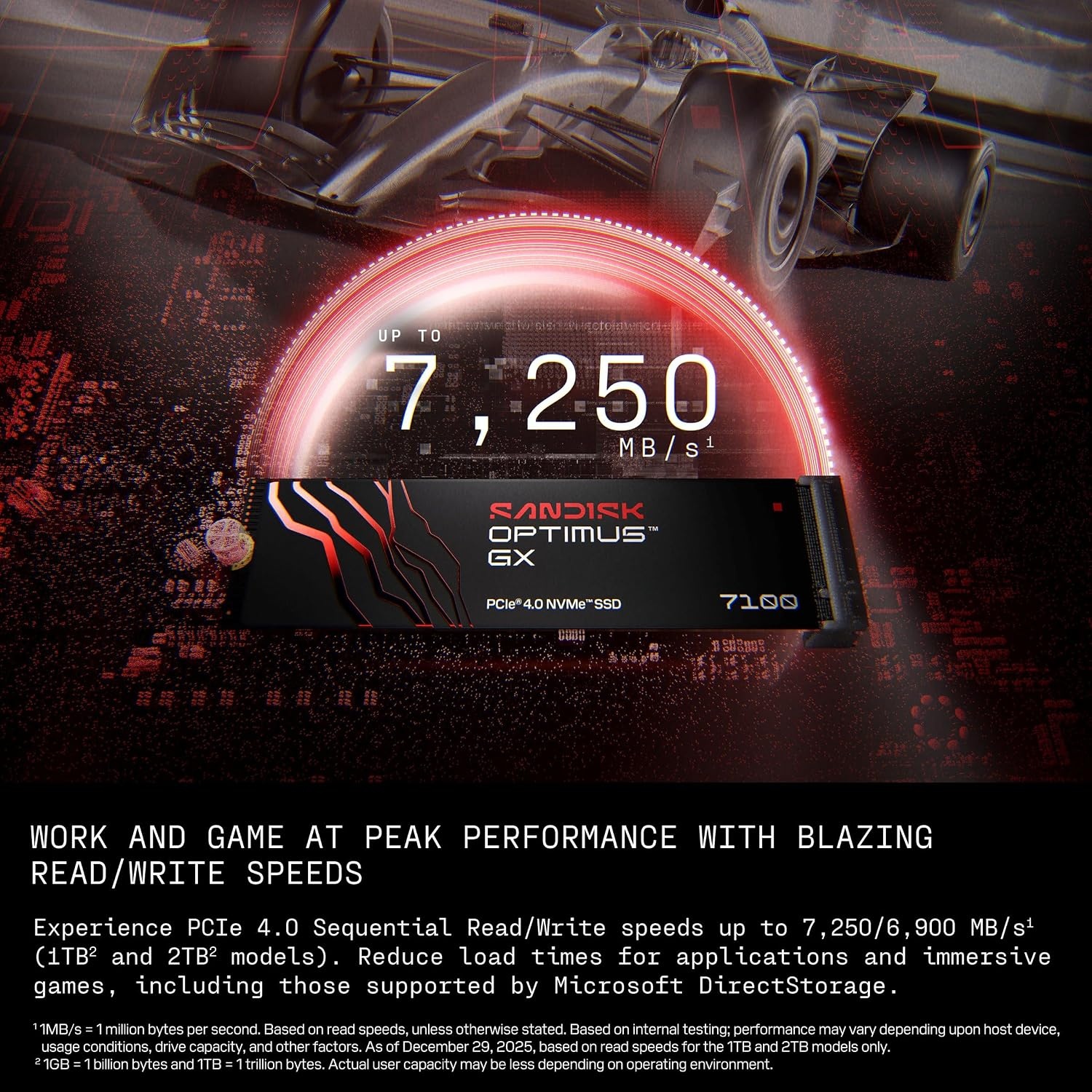 image:imageSANDISK 1TB Optimus GX 7100 NVMe SSD PCIe Gen 4 M2 2280 Up to 7250 MBs Read Speed SDSP71100TAN4TB
