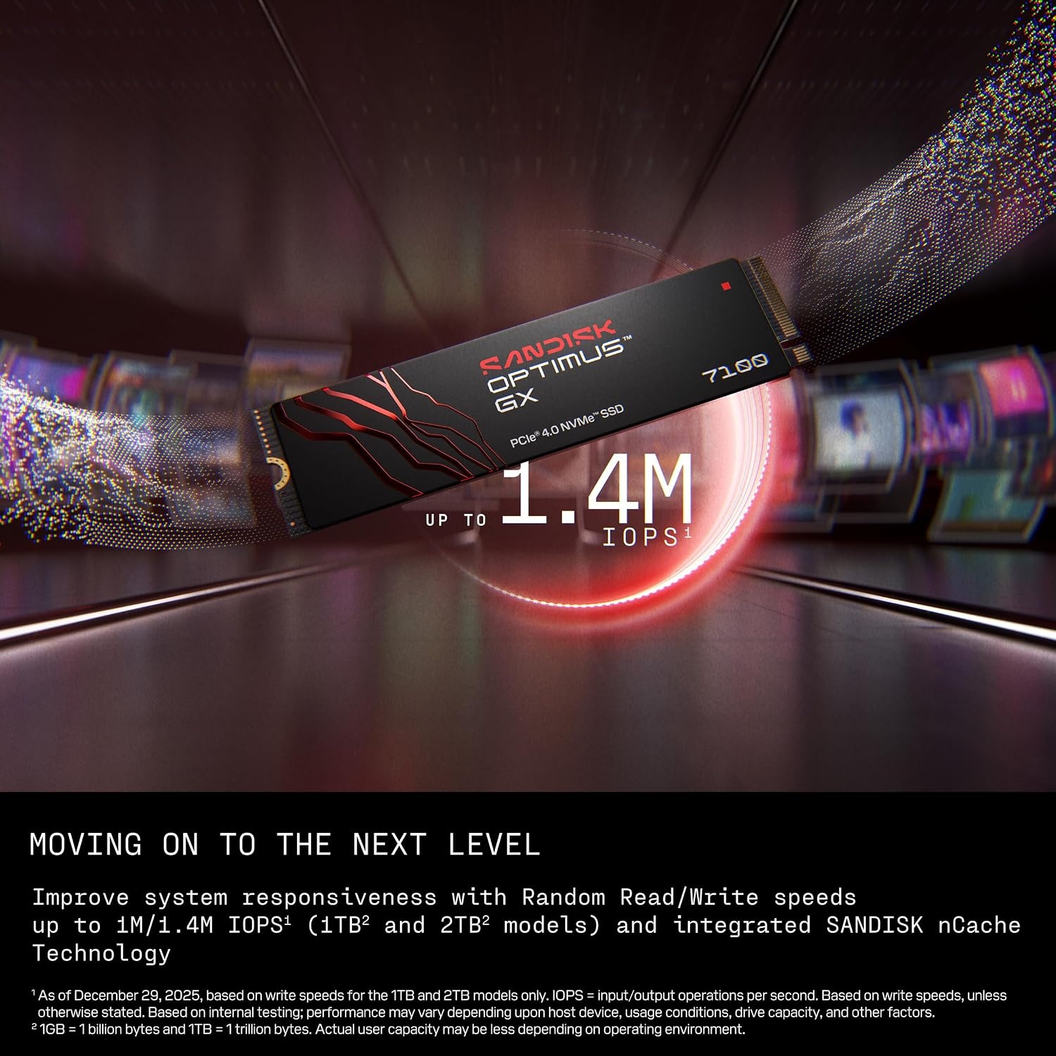 image:imageSANDISK 1TB Optimus GX 7100 NVMe SSD PCIe Gen 4 M2 2280 Up to 7250 MBs Read Speed SDSP71100TAN500GB