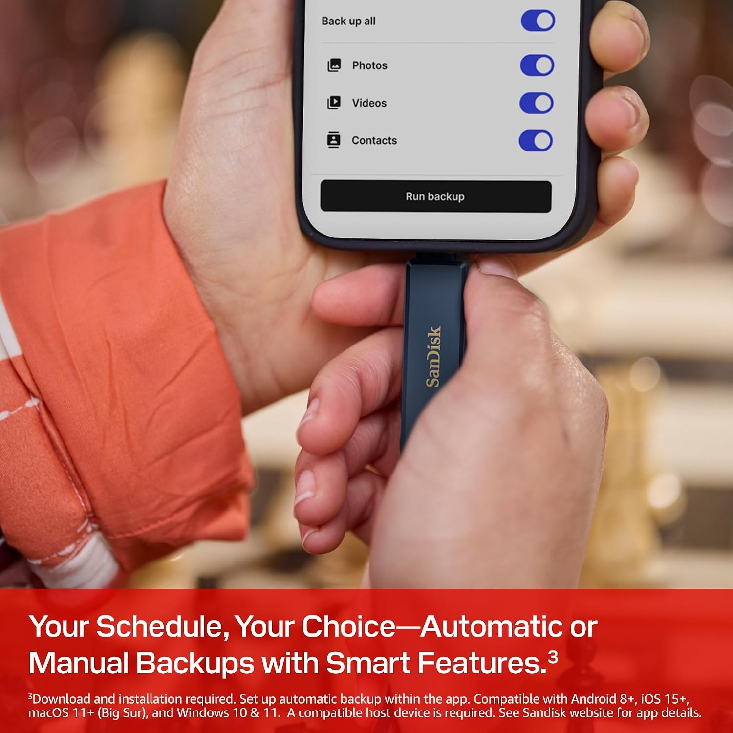 image:imageSANDISK 256GB Phone Drive for iPhone USB C and Lightning Compatible with iPads Mac and Devices Metallic Blue Finish 1 Count SDIXD0N 256GGN6NE256GB