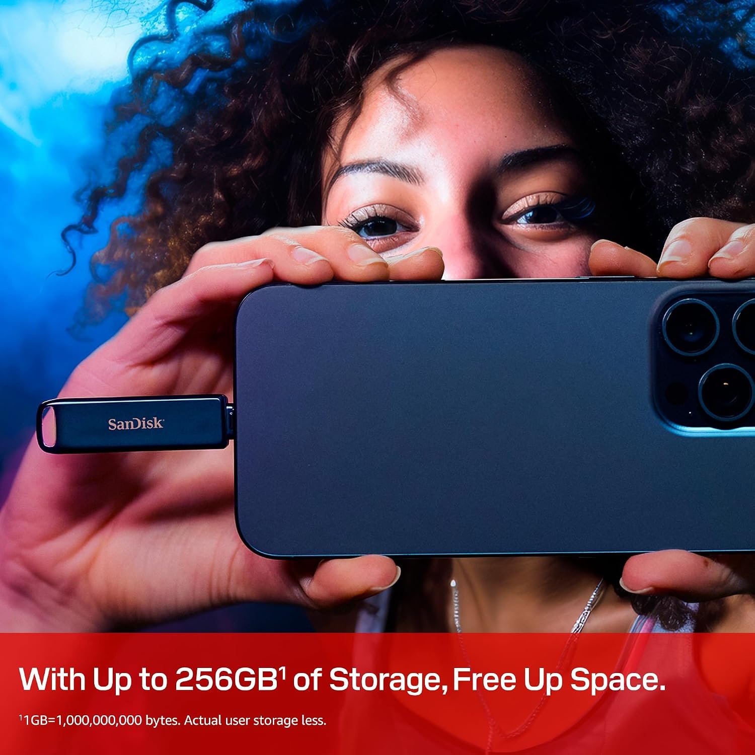 image:imageSANDISK 256GB Phone Drive for iPhone USB C and Lightning Compatible with iPads Mac and Devices Metallic Blue Finish 1 Count SDIXD0N 256GGN6NE64GB